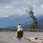 Biking towards mountains